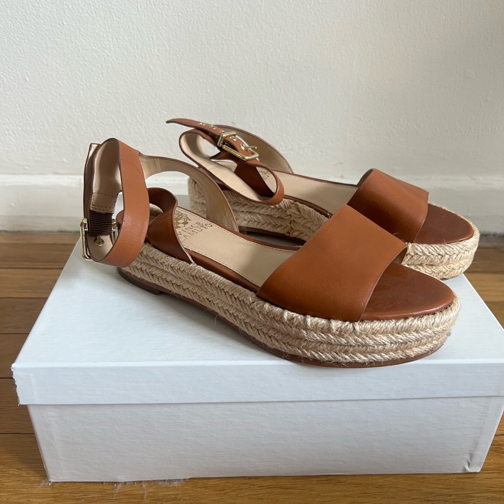 Vince Camuto Brown Leather Platform Sandals, size: 36/5.5M